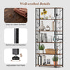6-Tier Bookshelf Modern Geometric Bookcase-Brown