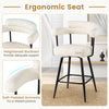 2 PCS Swivel Bar Stool Counter Height Chairs Set with Curved Back White