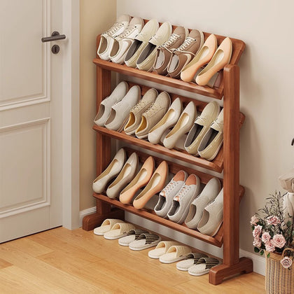 4 Tier Wooden Shoe Rack Home Entryway Shoe Organizer Holder Shelf UK STOCK