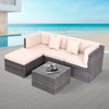 Rattan Garden Furniture Set 4-Seater Combo Modular Sofa w/ Cover Patio Outdoor