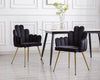 Velvet Dining Chairs Set of 2 Black Upholstered Gold Legs For Kitchen Room Chair
