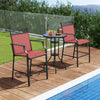 2 PCS Outdoor Patio Chair Fabric Bar Stool Metal Frame Counter Height Chairs
