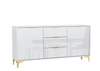Luxury White High Gloss 140cm TV Unit I Stand Sideboard I Gold Finish Accents