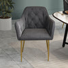 Set of 2/4 Grey Modern Velvet Kitchen Dining Chairs Soft Padded Seat Metal Legs