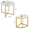 Dining Table and Stools Set 4, with White Marble-Look MDF Tabletop & Metal Frame