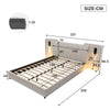 Double Bed Frame with Beige Upholstered Headboard 4ft6 Bed Frame with LED Light