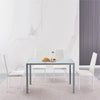 4x White Faux Leather Dining Chairs & Grey Marble Glass Dining Table Dining Set