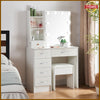 Dressing Table with LED Light Sliding Mirror Stool Drawer Vanity Makeup Desk Set