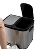 2 Compartment Stainless Steel Large Recycling Recycle Pedal Bin Waste 20L/30L