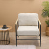 Retro Wood Armrest Occasion Armchair Single Sofa Metal Frame Cushioned Chair