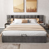 Ottoman Storage Bed 4ft6 Double Velvet Upholstered Bed Frame with Headboard Grey