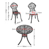 3pcs Garden Cast Aluminium Bistro Set Outdoor Coffee Table with Chairs &Cushions
