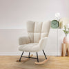 Relax Rocking Chair Teddy Fleece Glider Chair Lounge Rocker Seat w/ Side Pocket