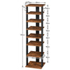 Shoe Rack Wooden, Tall 28 x 28 x 113 cm, Rustic Brown + Black