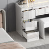 White Dressing Table High Gloss Vanity Makeup Desk 7 Drawers& Stool& LED Mirror