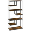 Industrial Ladder Shelf, 6 Tier Bookshelf, Display Rack for Living Room Brown