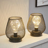 Set of 2 Iron Cage Cordless Table Lamp Sofa Side Bedside Night Light Edison Bulb