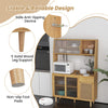 175CM Kitchen Bamboo Buffet Cabinet Wine Bar Freestanding Pantry Cabinet