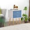 Bedside Table Nightstand Cabinet Wood Legs 2 Drawers Side Table Storage