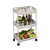 3 Tiers Storage Racks Holders ABS Stainless Steel Trolley with Wheels Kitchen