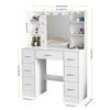 White Large Dressing Table With 7 Drawers LED Lights Mirror Makeup Vanity Desk