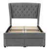 DOUBLE BED WITH STORAGE VELVET UPHOLSTERED BED FRAME WITH HEADBOARD, 4 DRAWERS