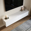Wooden Floating TV Stand Cabinet w/2 Storage Grid Media Living Room Cupboard