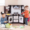 Kids Corner Kitchen Playset Toy Toddlers Wooden Play Kitchen Cooking