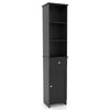 Freestanding Bathroom Storage Cabinet with 3 Open Shelves & Door Cabinet Black