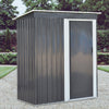 Metal Garden Shed Outdoor Flat Roof Tool Storage House Organizer w/ Sliding Door