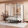 Double Size Metal Canopy Bed Frame 4-Poster Modern Platform Wooden Slat Support