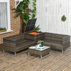 4Pcs Patio Rattan Sofa Garden Furniture Set with Table Cushions Orange