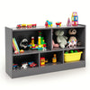 Storage Cube Wooden Bookcase 2 Tier Open Display Shelf Storage Cabinet-Grey