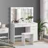 White Dressing Table Wood Makeup Desk with LED Mirror 5 Drawers Stool Tkchcgfnjb