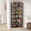 7-Tier Corner Bookshelf, Industrial Large Modern Corner Bookcase for Living Room