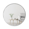 Large Silver Framed Round Geometric Wall Mirror Modern Circle Glass Decor 40cm