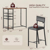 Bar Table Set for 2, Dining Counter Height Table with Storage Shelves and Chairs