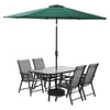 150cm Rectangle Metal Garden Dining Table Glass Top w/Parasol Hole Outdoor Patio