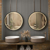 Large Round LED Bathroom Mirror Light Dimmable Anti-Fog Makeup Wall Mirror Gold