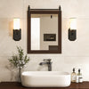 Decorative Vanity Mirror Wall Mounted Rustic Mirror w/ Solid Wood Frame Brown