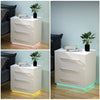 High Gloss Bedside Table RGB LED Bedside Cabinet 2/3 Drawers Nightstand