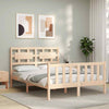 CIADAZ Bed Frame with Headboard 120x200 Solid Wood, Bedroom Furniture, A4O3
