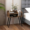 Bedroom End Table (Set of 2) Modern Nightstand with Open Shelves-Coffee