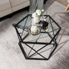 Hexagonal Coffee Tables Metal Frame Sofa Tea Table with Tempered Glass Top
