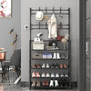 Black Metal Clothes Rail Rack Garment Stand Corner Open Wardrobe with Shelf