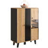 Storage Sideboard Display Cabinet w/ Glass Doors & LED Lighting, 80x120x40cm