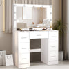 Large White Dressing Table with LED Light Mirror Vanity Make up Desk 7 Drawers