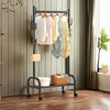 Black Metal Clothes Rail Rack Garment Stand Corner Open Wardrobe with Shelf