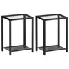 Set of 2 Side Tables End Table Nightstands Tempered Glass Bedside Tables Black