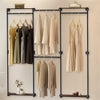 73" Industrial Pipe Clothing Rack with Shelves Hanging Rods Display Garment Rail